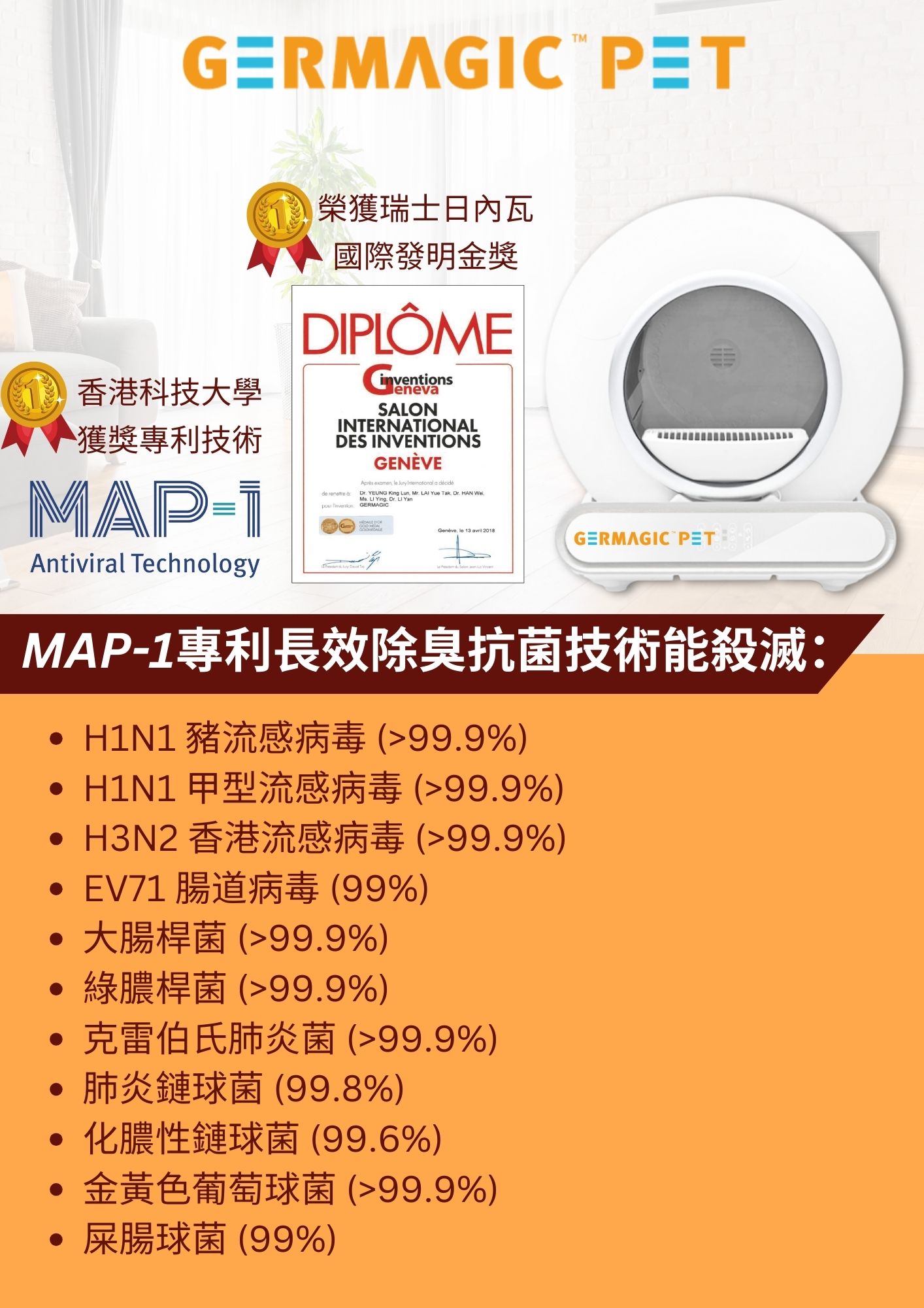 Germagic Pet 智能長效抗菌除臭貓砂機 (附送一個40ml除臭液倉)